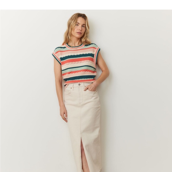 NWT Marine Layer Colorful Striped Rory Crochet Vest Sz L $108 - Picture 2 of 7